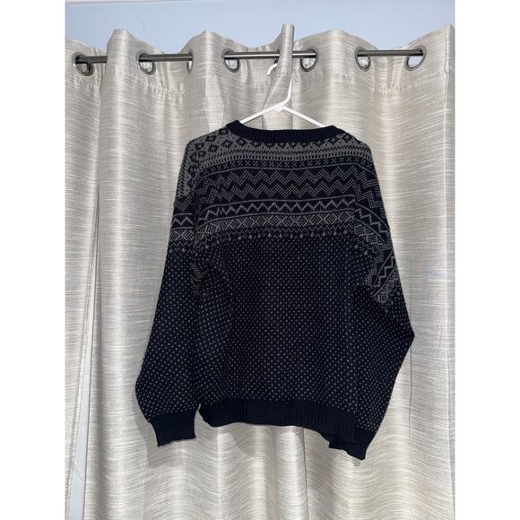 Van Heusen black and gray Fair Isle pattern oversized sweater men's size large - Picture 5 of 7